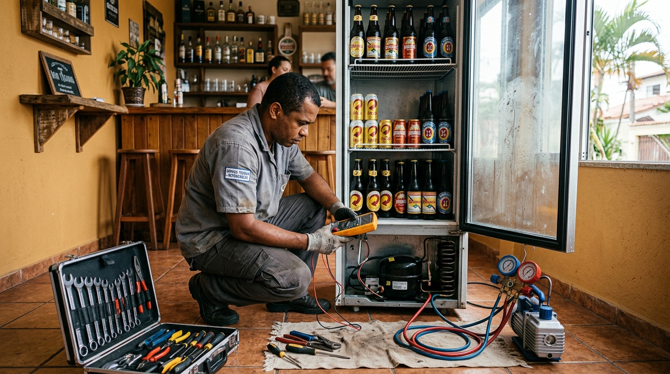 Substituição do termostato de uma cervejeira em Belém‑PA